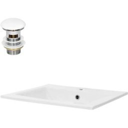 ML-Design Lavabo blanco de cerámica con juego de desagüe con reborsadero