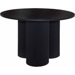 Oviala Mesa de comedor redonda moderna de 120 cm efecto madera negra