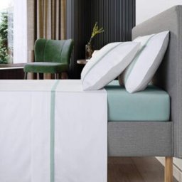 Casa da Laura Sábanas 100% algodón 300 hilos verde cama 150/160 1 almohada 45 x 1