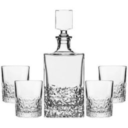 Aulica Caja de whisky en cristal tallado con jarra y 4 vasos