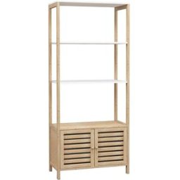 Homcom Estantería de baño 63x30x138 cm madera natural y blanco