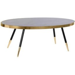 NIYLO Mesa centro de acero dorado y negro 110x50x41 cm