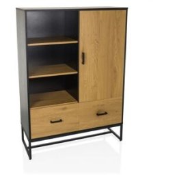 hjh LIVING Armario de oficina con aspecto de madera negro/roble