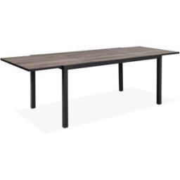 sweeek Mesa de jardín de madera extensible de dpc y aluminio, 6-8 plazas,