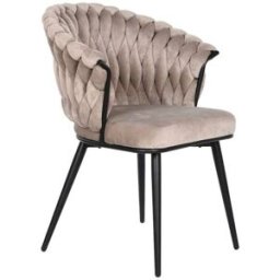 NIYLO Silla de poliéster y acero beige 60x66x84 cm