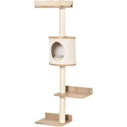 PAWHUT Árbol para gatos pared 38x30x149 cm beige y roble