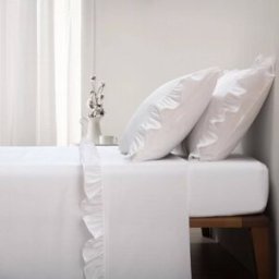Casa da Laura Sábanas 100% algodón 200 hilos liso blanco cama 135/140 2 almohadas