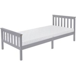 ML-Design Cama infantil gris somier de madera con cabecero colchón