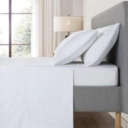 Casa da Laura Sábanas 100% algodón 300 hilos bordado blanco cama 150/160 2 almohad