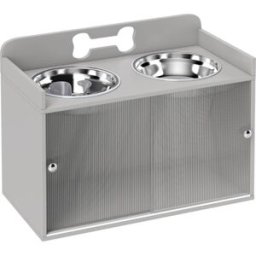 Urban Cocon Comedero para perros gris de diseño con 2 cuencos y puertas de cristal
