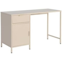 sweeek Escritorio de acero laminado con 1 cajón, beige