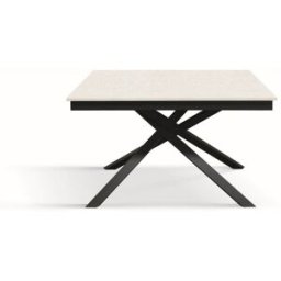 Konte.Design Mesa de madera color ceniza blanco,patas metal antracita 120x80-170x80