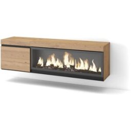 Skraut home Mueble tv efecto madera roble 158x35x45cm chimenea efecto fuego