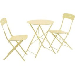 sweeek Set mesa de jardín bistró plegable redonda de acero con 2 sillas,