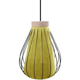 Tosel Suspensión metal y madera natural pantalla hilo amarillo