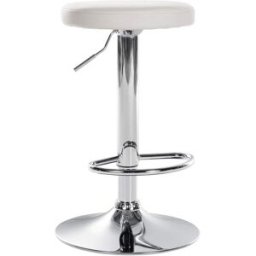 CLP Taburete de bar ajustable giratorio en simil cuero blanco