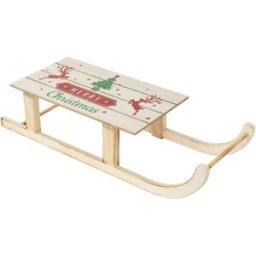 ECD Germany Trineo de madera marrón 60x21x13,5cm decoración navideña 60 LEDs