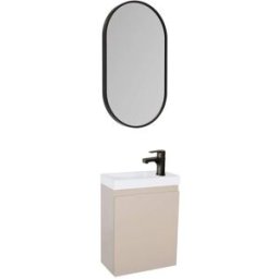 Mob In Mueble de baño + espejo ovalado + grifo negro