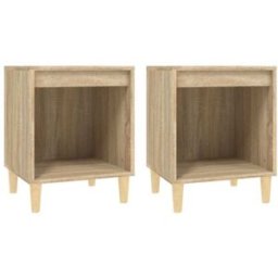 Maison Chic Juego de 2 mesitas de noche madera marrón 40x35x50 cm