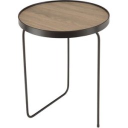 MACABANE Mesa auxiliar redonda 40x40cm moca patas metálicas asimétricas