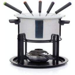 KitchenCraft Juego de fondue en acero inoxidable plateado y negro.