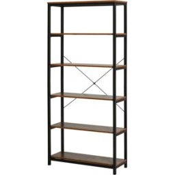Homcom Estantería de 6 niveles 80x30x180 cm negro y marrón rústico