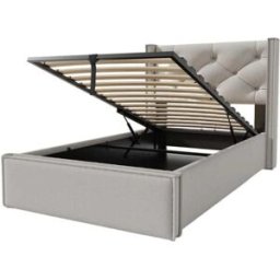 MODFU Cama infantil de algodón gris claro 90x200 cm con almacenaje