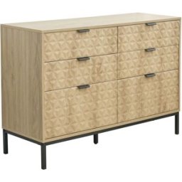 Oviala Cómoda de 6 cajones en mdf con decoración en melamina madera clara