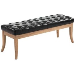 CLP Banco con patas de madera y asiento en Simil cuero Negro