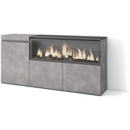 Skraut home Aparador efecto madera cemento 158x35x75cm chimenea efecto fuego