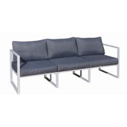 Petits meubles Sofá de jardín aluminio, polywood, poliéster blanco gris
