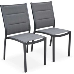 sweeek Conjunto de 2 sillas antracita en aluminio