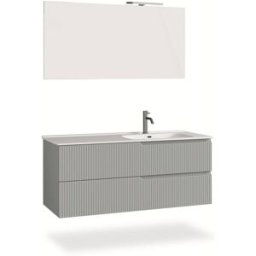 AQA DESIGN Mueble de baño bañera derecha 4 piezas en mdf gris mate