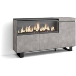 Skraut home Aparador efecto madera cemento 158x35x87cm chimenea efecto fuego