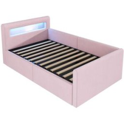 MODFU Cama infantil terciopelo rosa 90x200 cm con espacio de almacenaje