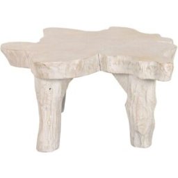 NIYLO Mesa centro en teca raíz de teca blanco 88x88x46 cm