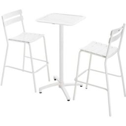Oviala Conjunto de mesa alta reclinable y 2 sillas altas en aluminio blanco