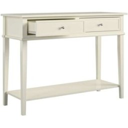 Dorel Home Consola con 2 cajones en efecto de madera blanco
