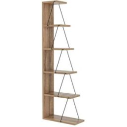 Dmora Estante para libros efecto madera roble, negro 50x22 cm