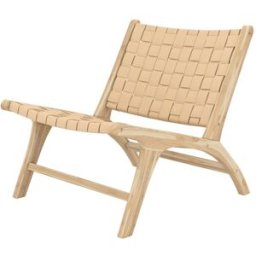 Maison Pavane Sillón de teca y cuero trenzado beige