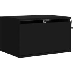 Maison Chic Mesita de noche de pared con luces led madera negro 50x36x30 cm