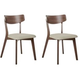 Beliani Conjunto de 2 sillas de comedor madera marrón beige