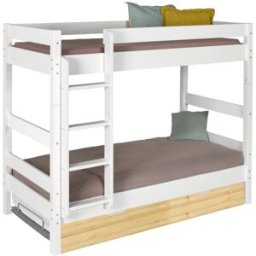 ID Kids Litera con cama nido madera maciza blanco y madera 90x190 cm