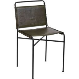 Wanderlust deco Silla de metal y cuero marrón 48x46x89
