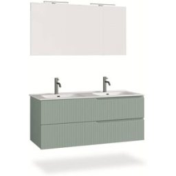 AQA DESIGN Mueble de baño de 5 piezas con doble bañera en mdf verde salvia
