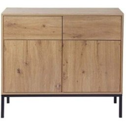 Calicosy Cómoda 2 puertas 2 cajones decoración roble - l90 x h80 cm