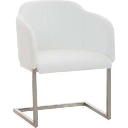 CLP Silla con patas de metal y asiento en Simil cuero Blanco
