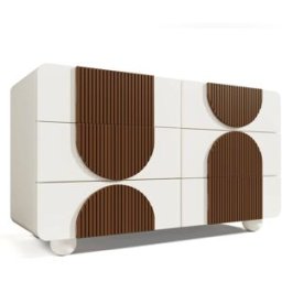 Urban Meuble Cómoda de diseño en blanco y madera con motivos geométricos