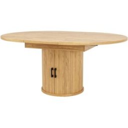 MODFU Mesa de comedor redonda extensible con almacenaje 118-158 cm natural