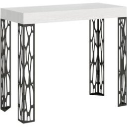 Itamoby Consola extensible 90x40/300 cm efecto madera fresno blanco, hierro